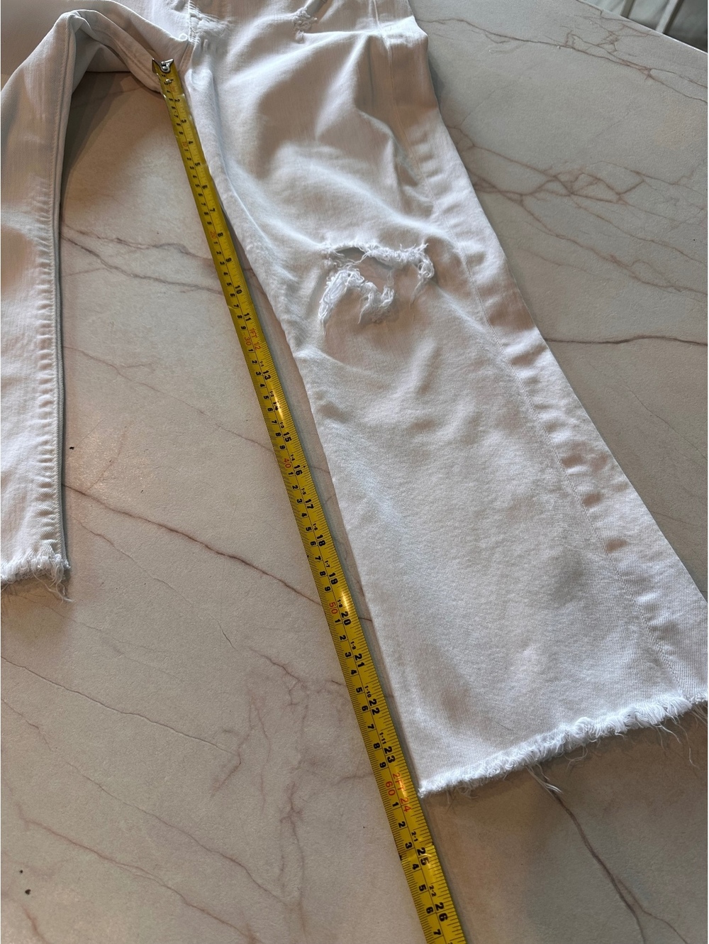 MOTHER The Hustler Ankle Fray Jeans In Tea and Biscuits White Wash Women’s sz 27 - Picture 10 of 15